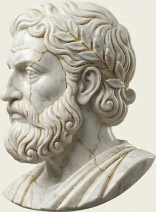 Marble bust of Solon, mended with gold kintsugi